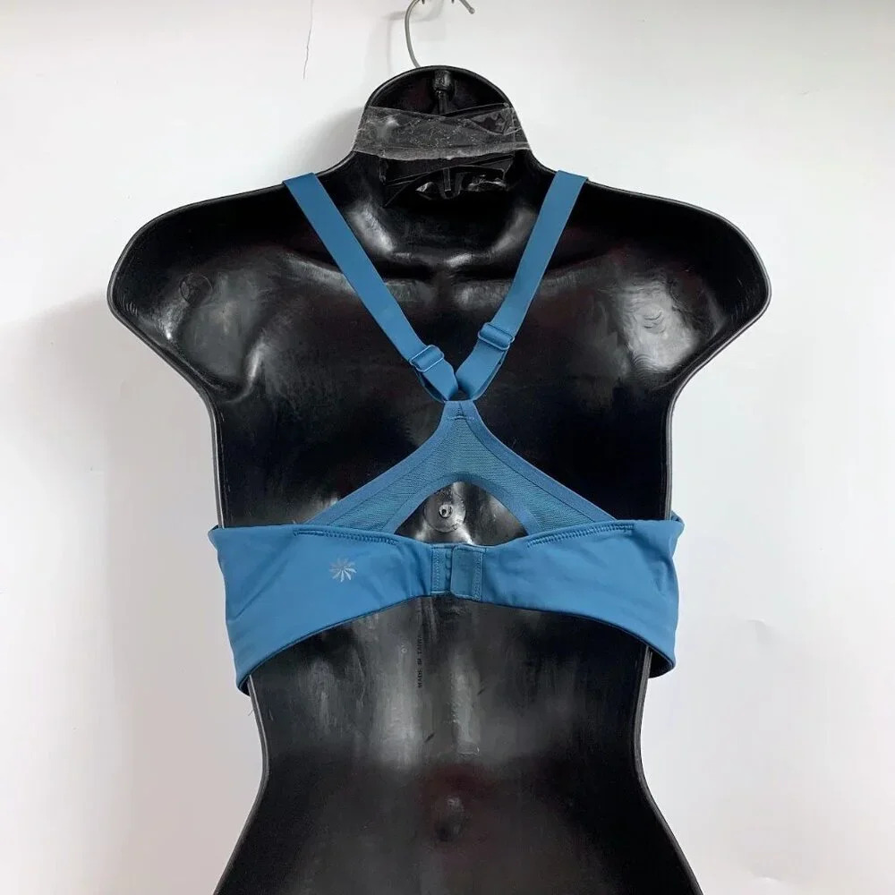 Athleta Women's Advance Zip Front B-DD Sequoia Blue Sports Bra Size 34C - Picture 2 of 11